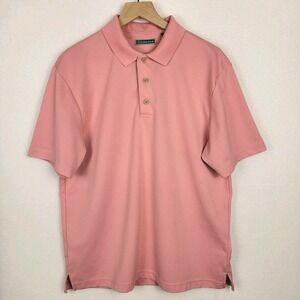 Cubavera Polo Shirt Mens L Pink Short Sleeve Textured Knit Casual Resort Golf